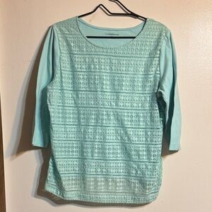 Croft & Barrow Women's Light Blue Lace Blouse